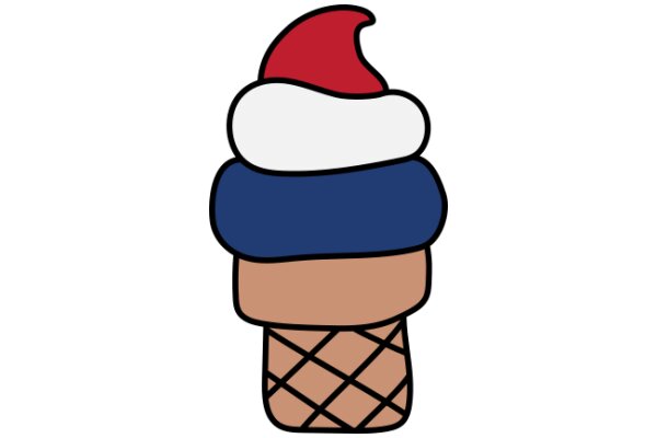 A Festive Ice Cream Cone with a Santa Hat