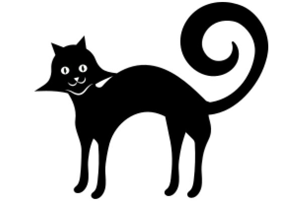 A Silhouette of a Cat with a Curly Tail