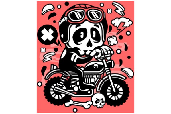 Stylish Skull Riding a Motorcycle: A Fashionable and Edgy Illustration