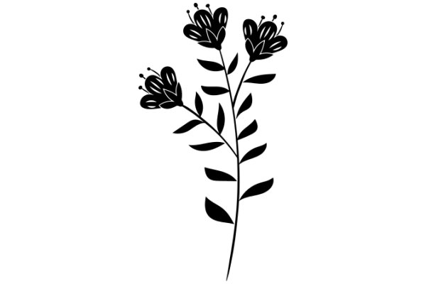 Elegant Black Silhouette of a Flowering Plant