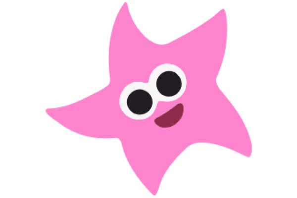 A Pink Starfish with Eyes, Smiling on a White Background