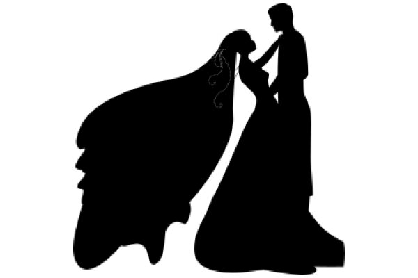 A Silhouette of a Couple in a Romantic Embrace