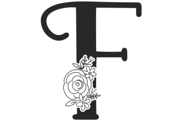 Stylized Letter 'F' with Floral Decoration