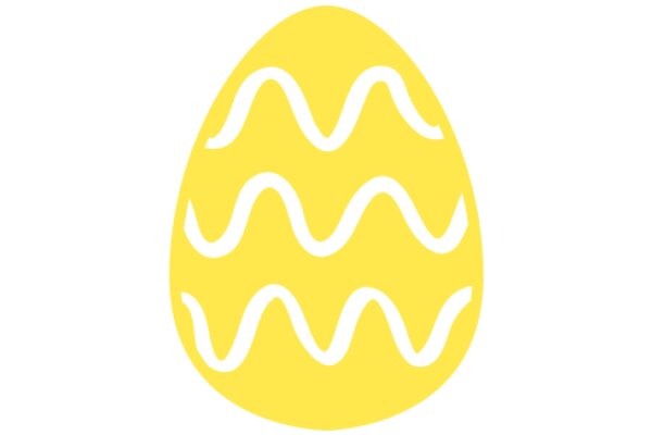 A Yellow Egg with Wavy Lines on a White Background