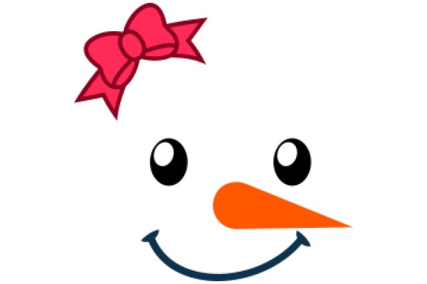 A Whimsical Smile: A Cartoon Character with a Red Bow and Orange Nose