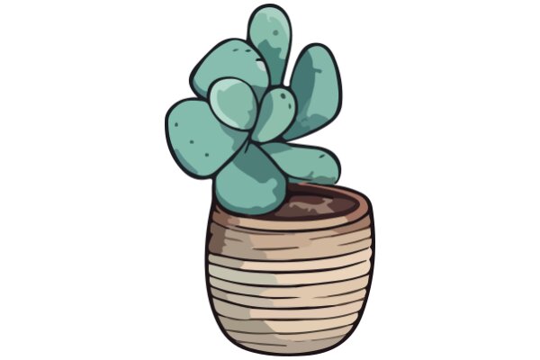 A Whimsical Illustration of a Cactus in a Woven Basket