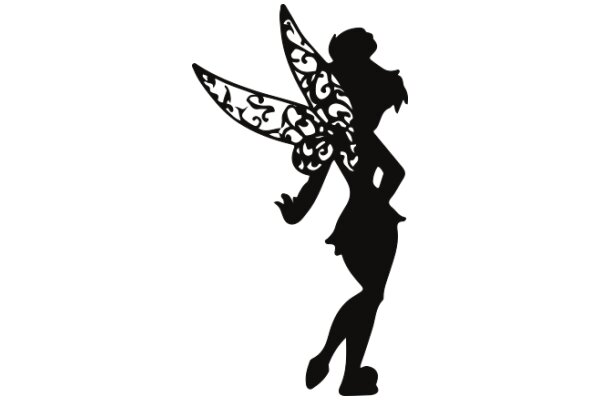 Silhouette of a Fairy with Detailed Wings and a Fluttering Motion