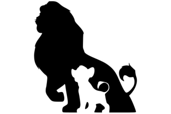 A Silhouette of a Lion and a Lamb on a White Background