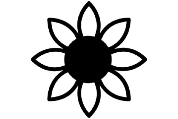 Stylized Black Flower with White Outline