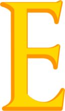 A Simple, Yellow Letter 'E' on a White Background