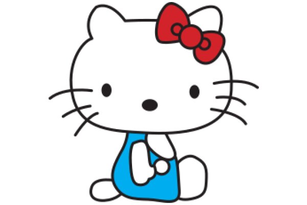 Adorable Cartoon of Hello Kitty with a Red Bow