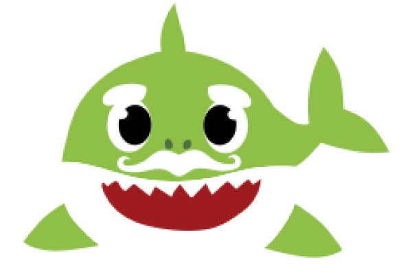 Whimsical Green Shark with a Mustache