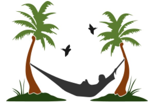 Serene Beach Scene with Palm Trees and a Hammock