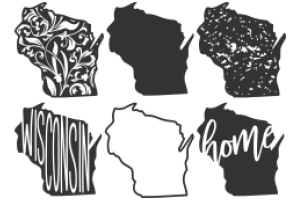 A Collection of State Silhouettes: Wisconsin, Home, and Michigan