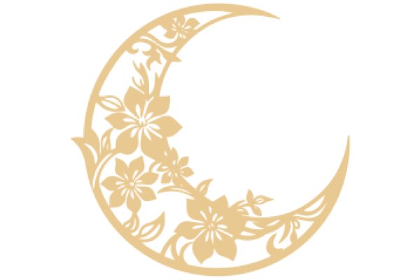 Golden Crescent Moon with Floral Design