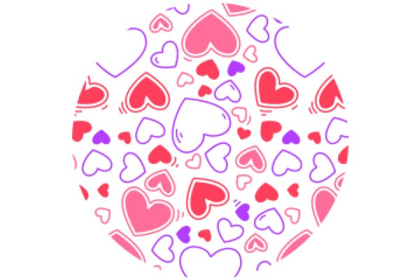 Whimsical Pattern of Hearts and Swirls in Pink and Purple