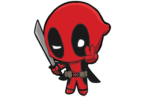 Vibrant Red Cartoon Character with a Sword