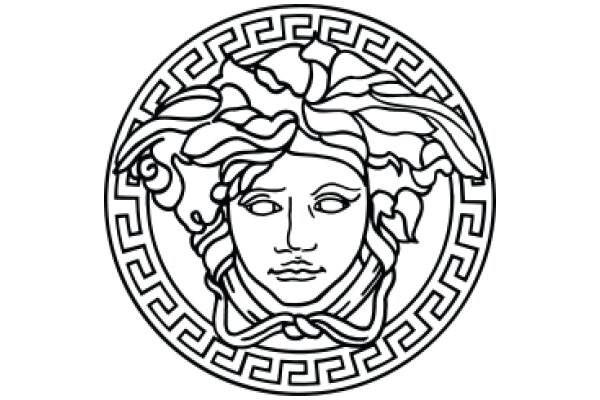 Stylized Portrait of a Woman with a Greek-Inspired Design