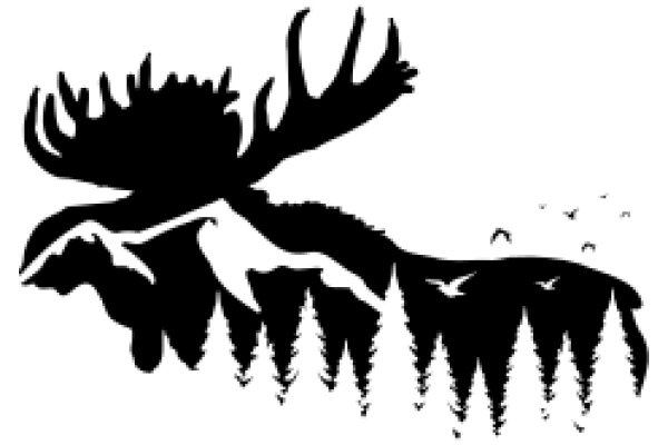 Majestic Moose Silhouette with Forest Scenery