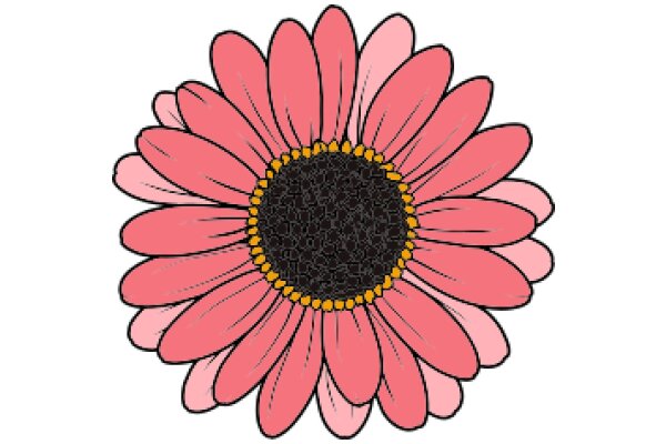 Vibrant Pink Daisy with a Black Center and Yellow Accents