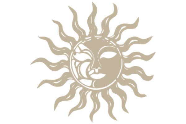 Radiant Sun Symbol with a Face Design