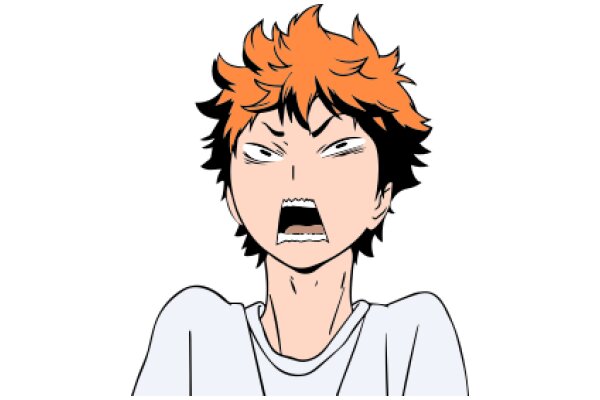 Anime-Style Character with Orange Hair and a White Shirt