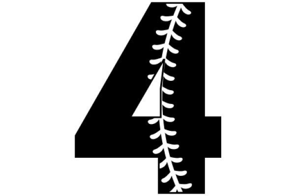 A Stylized Number Four with a Baseball Stitch Design