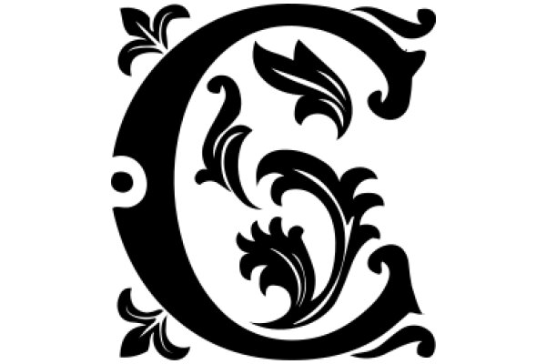 Stylized Letter 'C' with Flowery Designs