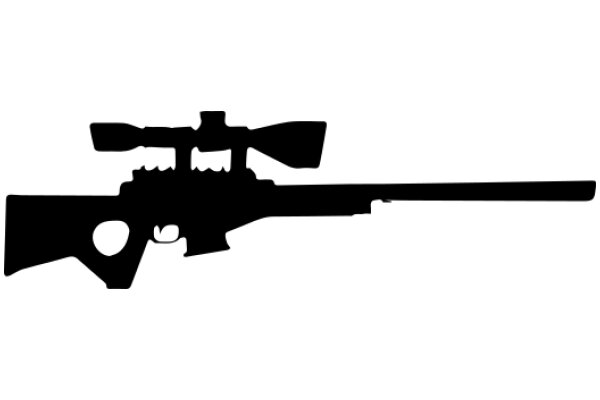 Silhouette of a Rifle with a Scope and a Barrel