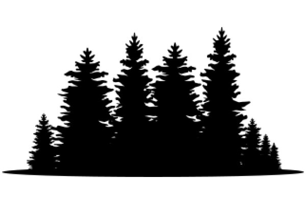 Silhouette of a Forest: A Illustration of Tall Pine Trees