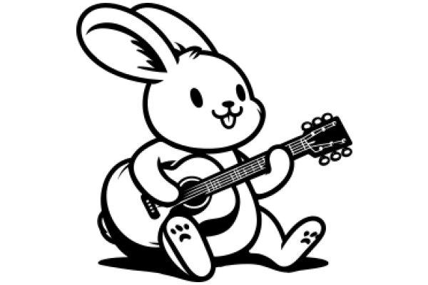 A Playful Bunny with a Guitar