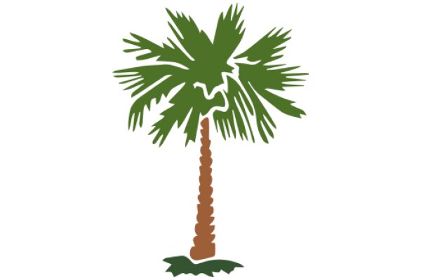 Stylized Palm Tree Icon with Brown Trunk