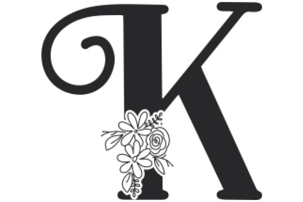 Stylized Letter K with Floral Decoration