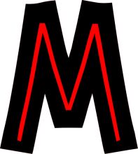 Stylized Letter M with Red Outline