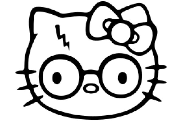 Stylized Illustration of a Cat with a Lightning Bolt and Glasses