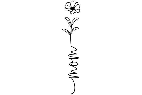 Line Drawing of a Flower with a Stem