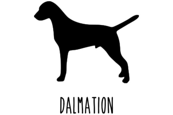 A Silhouette of a Dog with the Word 'Dalmation' Below It