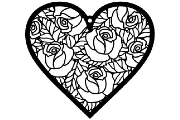 Elegant Rose Pattern on a Heart-Shaped Frame