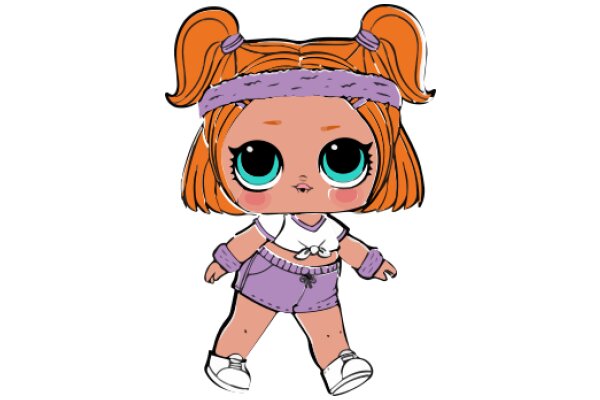 An Adorable Cartoon Character with Red Hair and Purple Headband