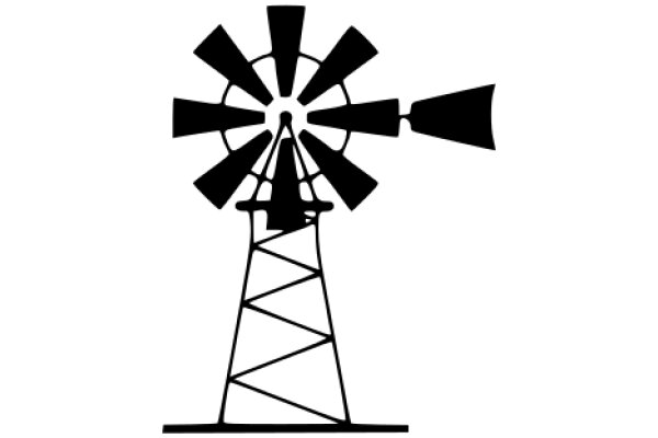 A Silhouette of a Windmill on a White Background