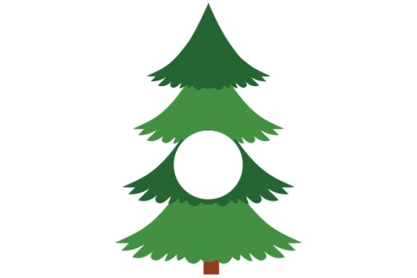 Simplistic Christmas Tree Icon with a White Ball Ornament