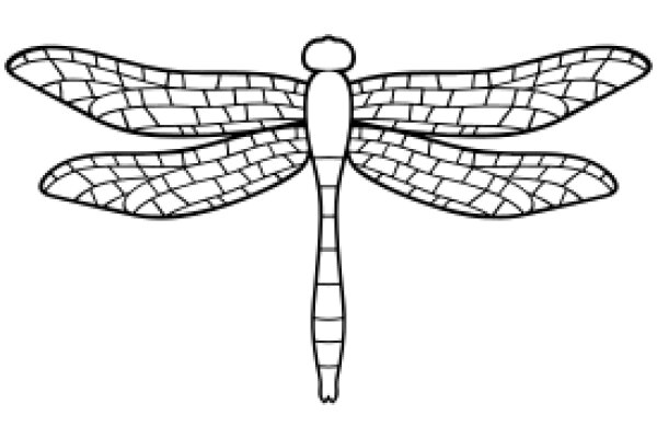 A Simple Line Drawing of a Dragonfly