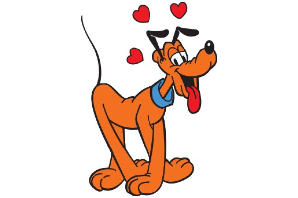 A Playful Scene of a Cartoon Dog with Hearts Floating Around It