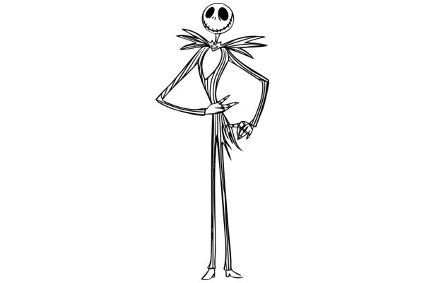 Stylized Jack Skellington Character: A Line Drawing