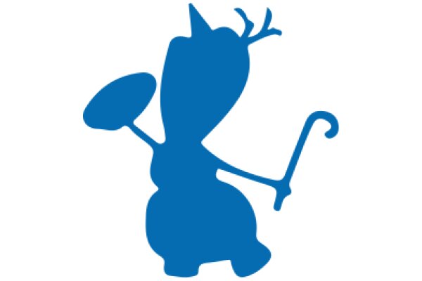 A Blue Cartoon Character with a Heart-Shaped Head and a Cane