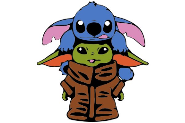 Adorable Cartoon Characters: A Blue Ewok and a Green Alien