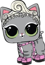 Adorable Cartoon Kitten with Pink Bow and Eyes