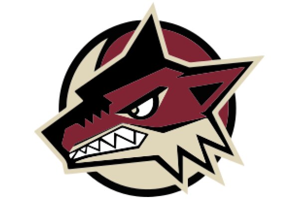 Stylized Logo of a Red Wolf with a Black Mouth and White Teeth