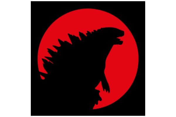 The Silhouette of a Roaring Godzilla, Set Against a Red Moon