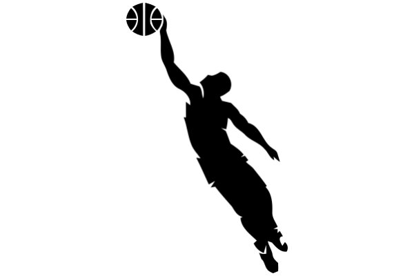 Silhouette of a Basketball Player Catching a Ball